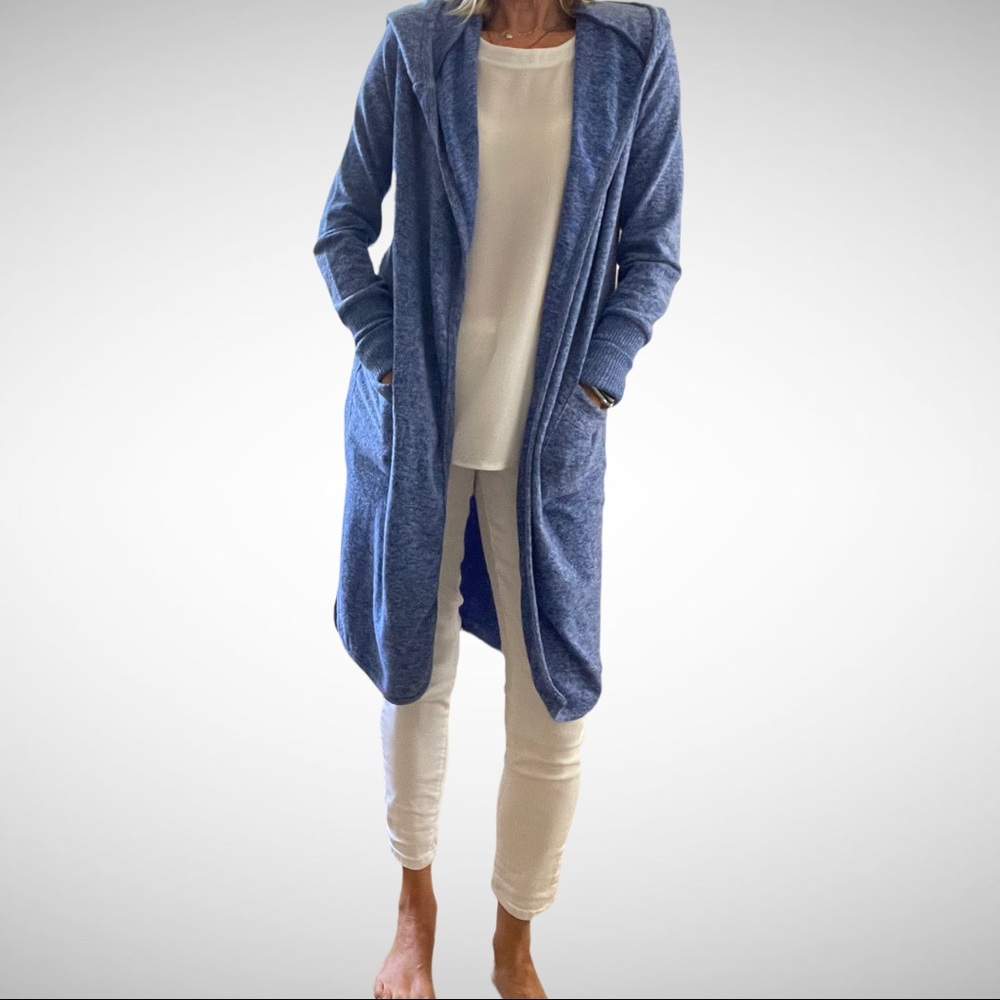 Theo & Spence Royal Blue Brushed Knit Hooded Cardi XS